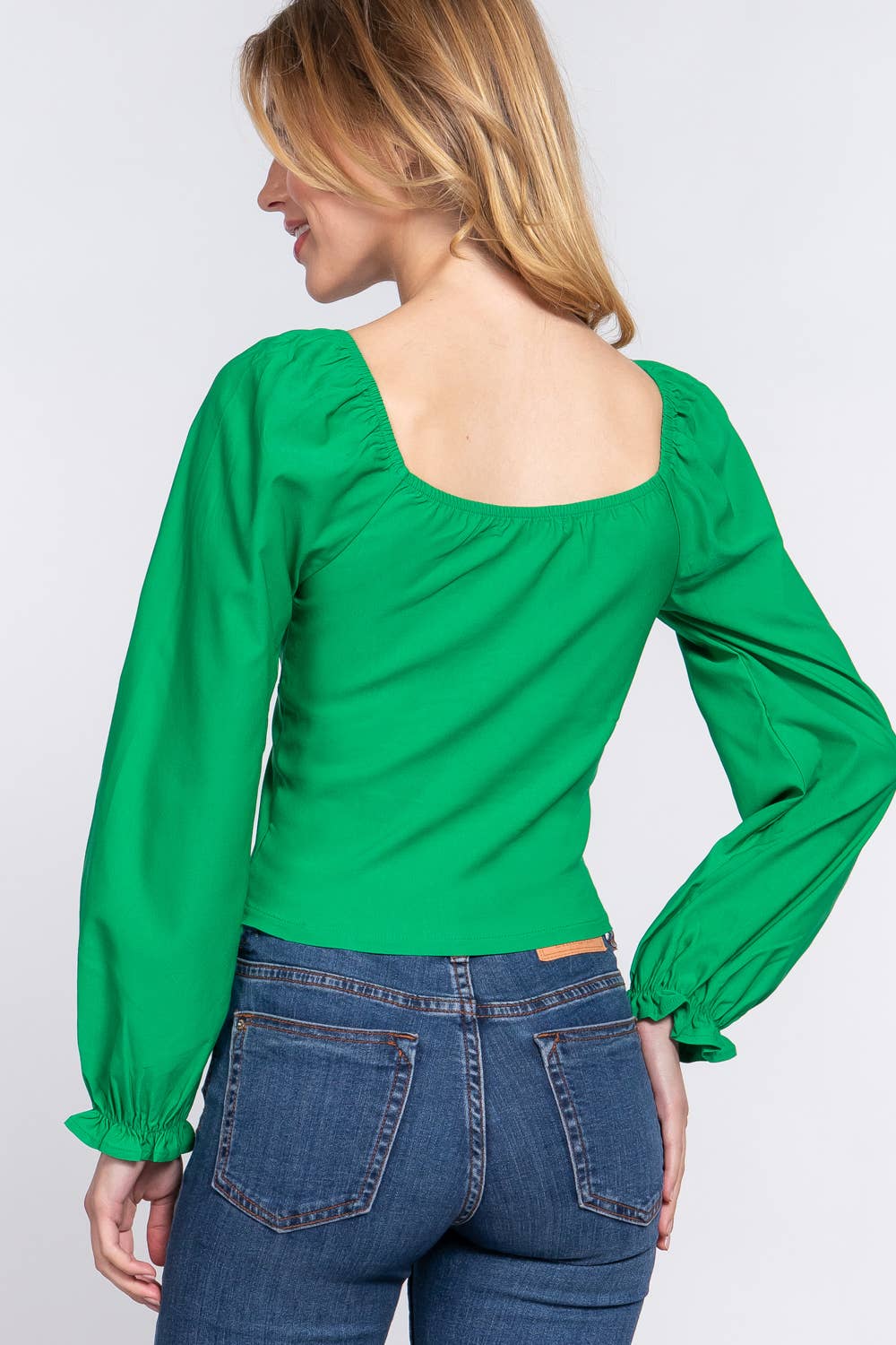 Active Basic | Active USA - Vendita all'ingrosso Camicetta - Donna - Top a bustino elasticizzato con scollo a cuore a maniche lunghe14