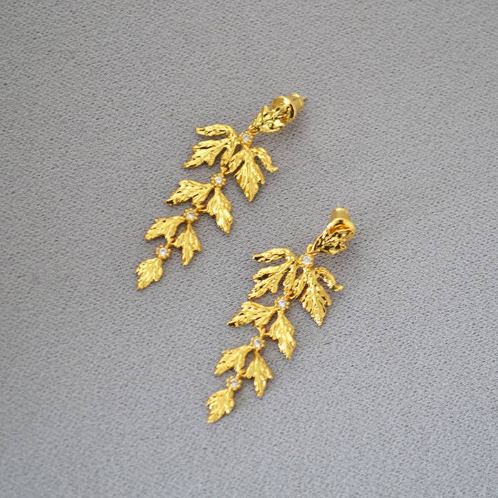 Revelari - Wholesale Dangle Earrings - Gold Leaf Dangle Earrings