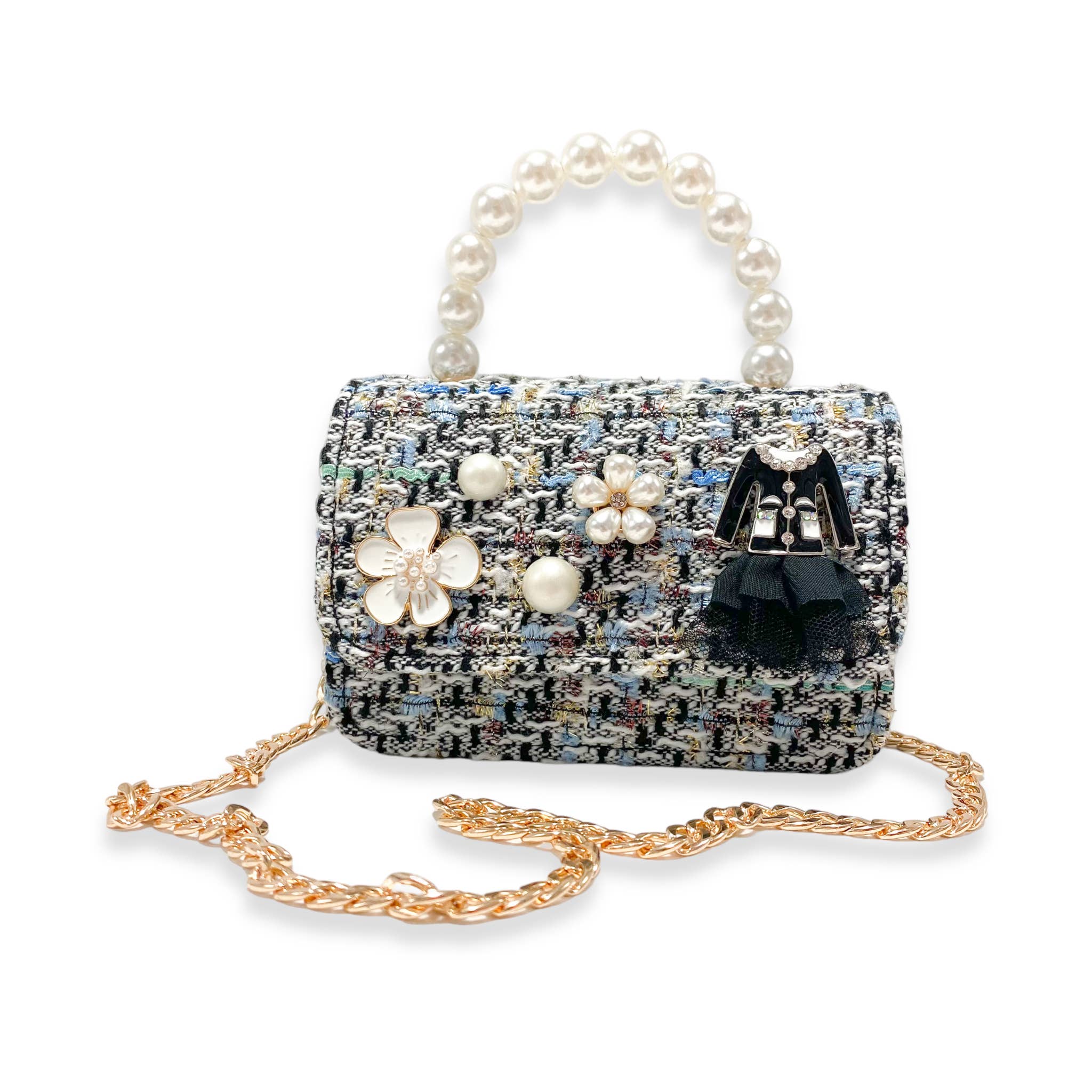 Doe a Dear - Vente Sac à bandoulière – enfant - Sac à main en tweed à breloques florales B13203