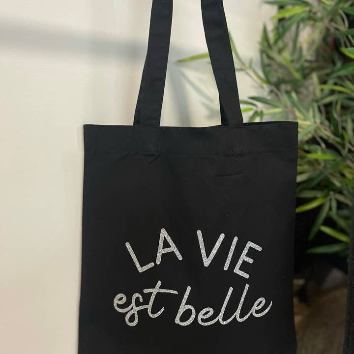 Toiles Chics - Wholesale Tote Bag - Women's - “Life is beautiful” black tote bag