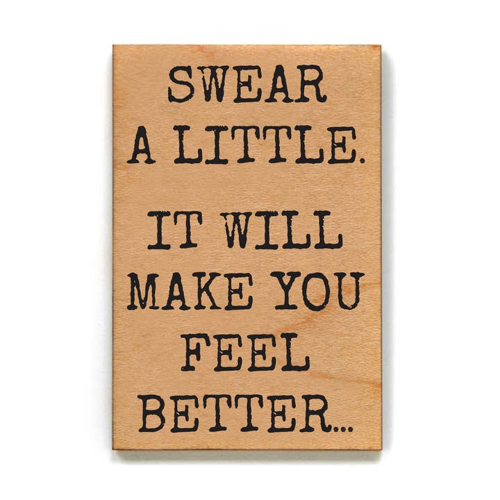 Swear A Little Funny Wood Magnets For Kitchen for wholesale by Driftless Studios