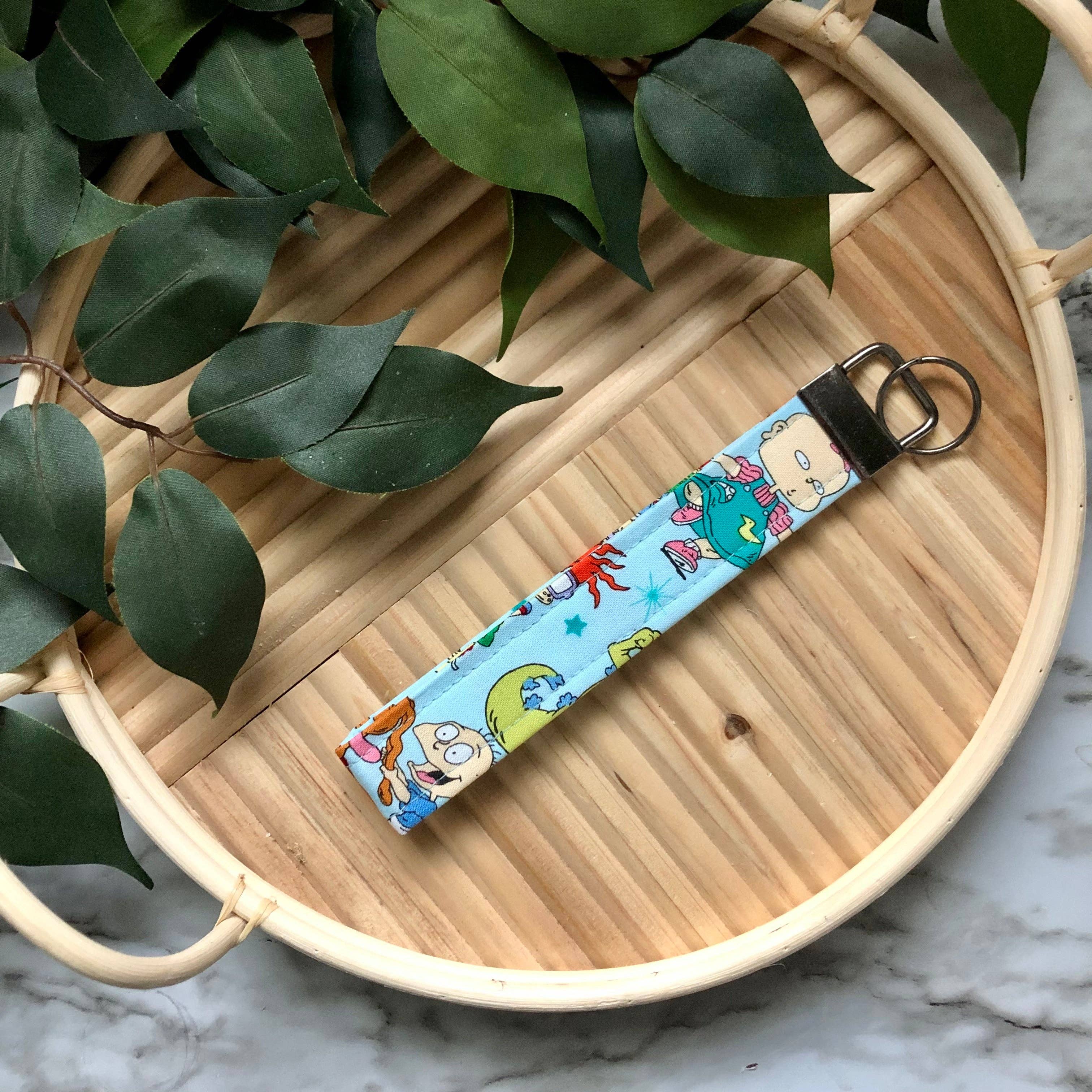 MDStickerShop - Wholesale Keychain - Women's - Rugrats Print Fabric Wristlet Keychain, Key Fob0