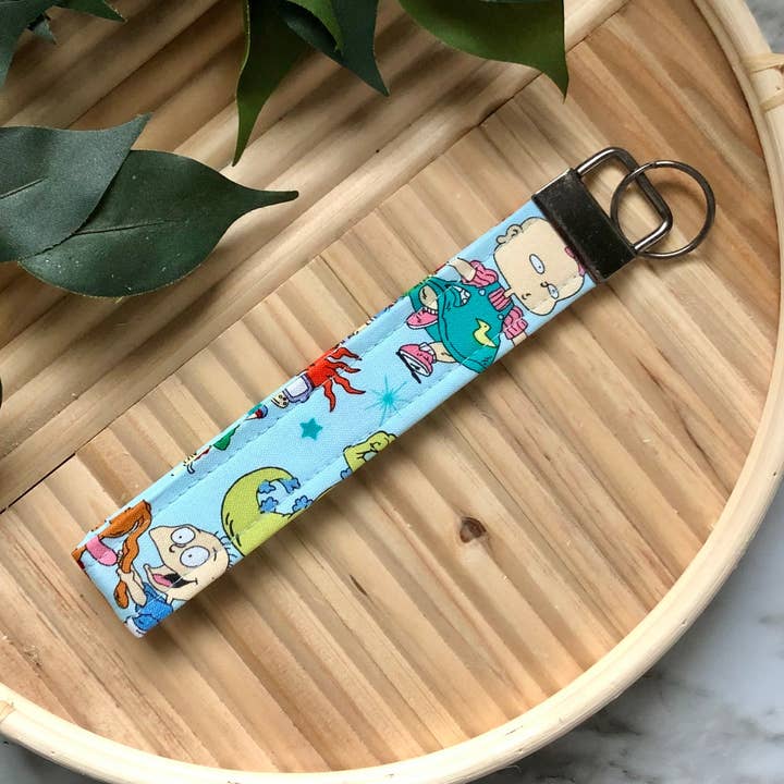 Rugrats Print Fabric Wristlet Keychain, Key Fob for wholesale by MDStickerShop