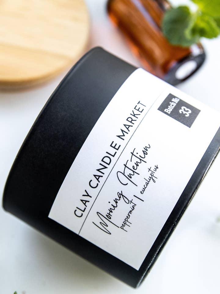Morning Intention Eucalyptus + Peppermint Awakening Blend for wholesale by Clay Candle Market