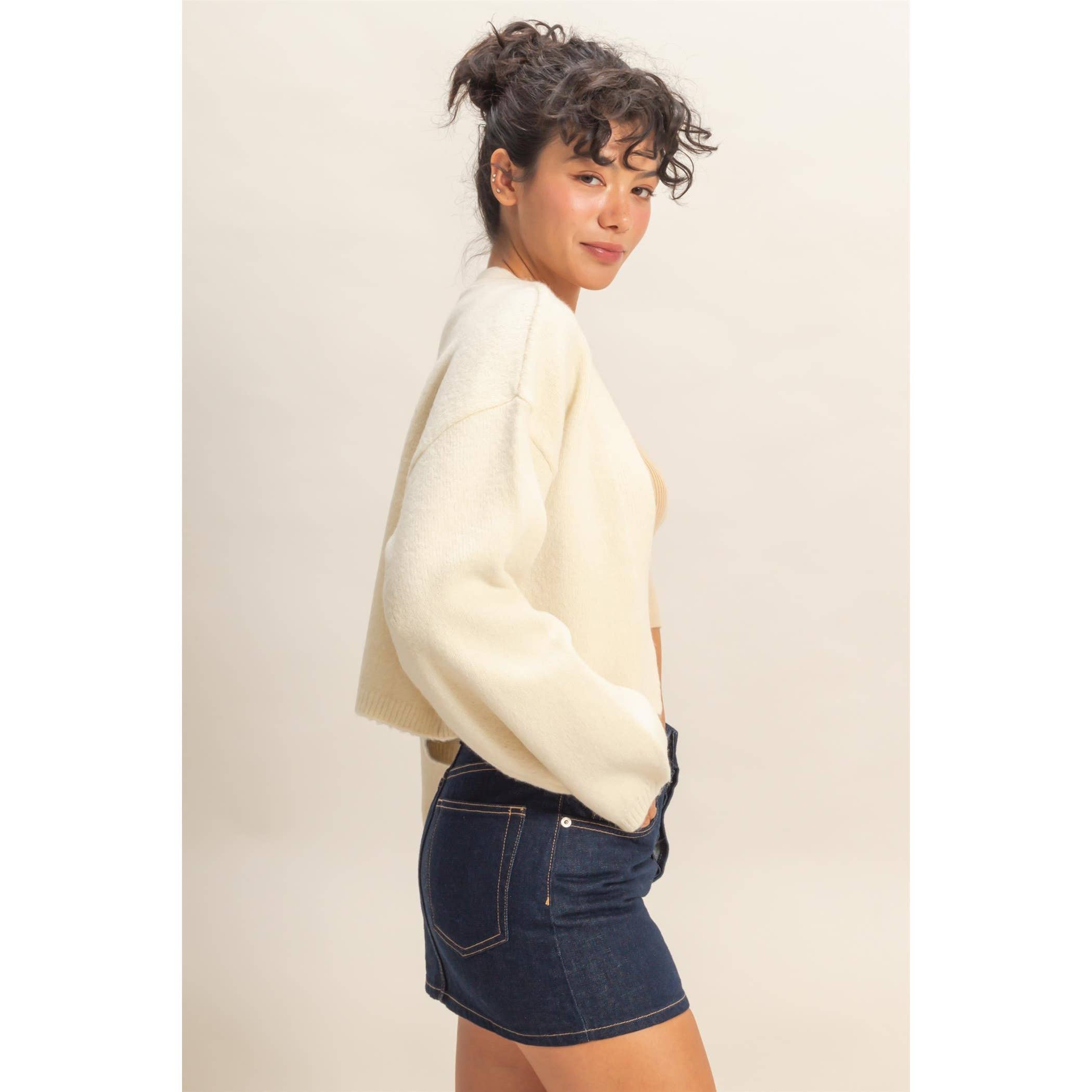 Double Zero - Vendita all'ingrosso Cardigan - Donna - Maglione cardigan aperto sul davanti22