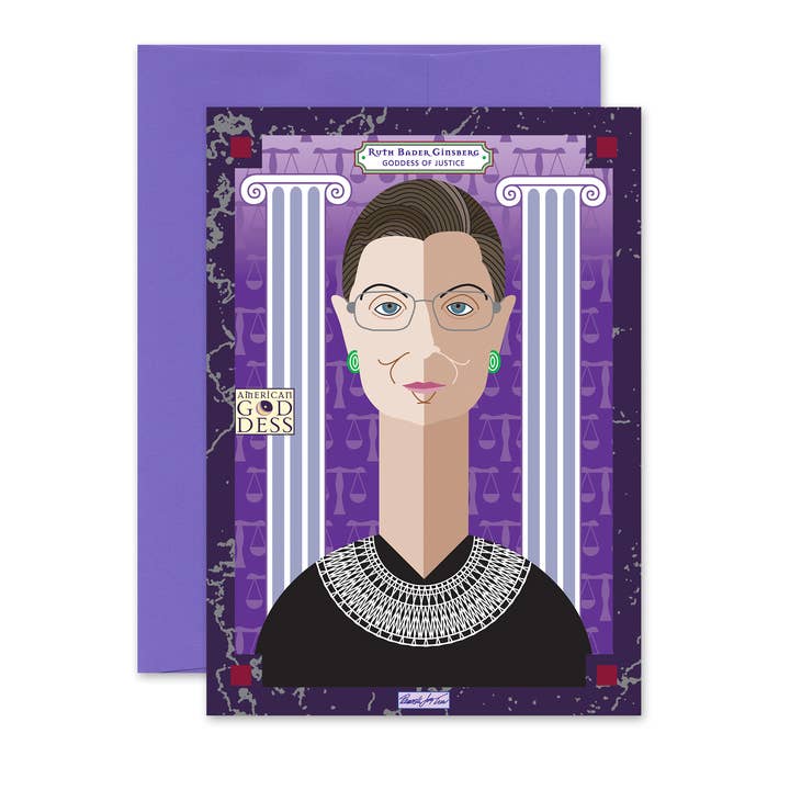 American Goddess: Ruth Bader Ginsberg RBG Greeting Card for wholesale by The Art of Pamela Joy Trow