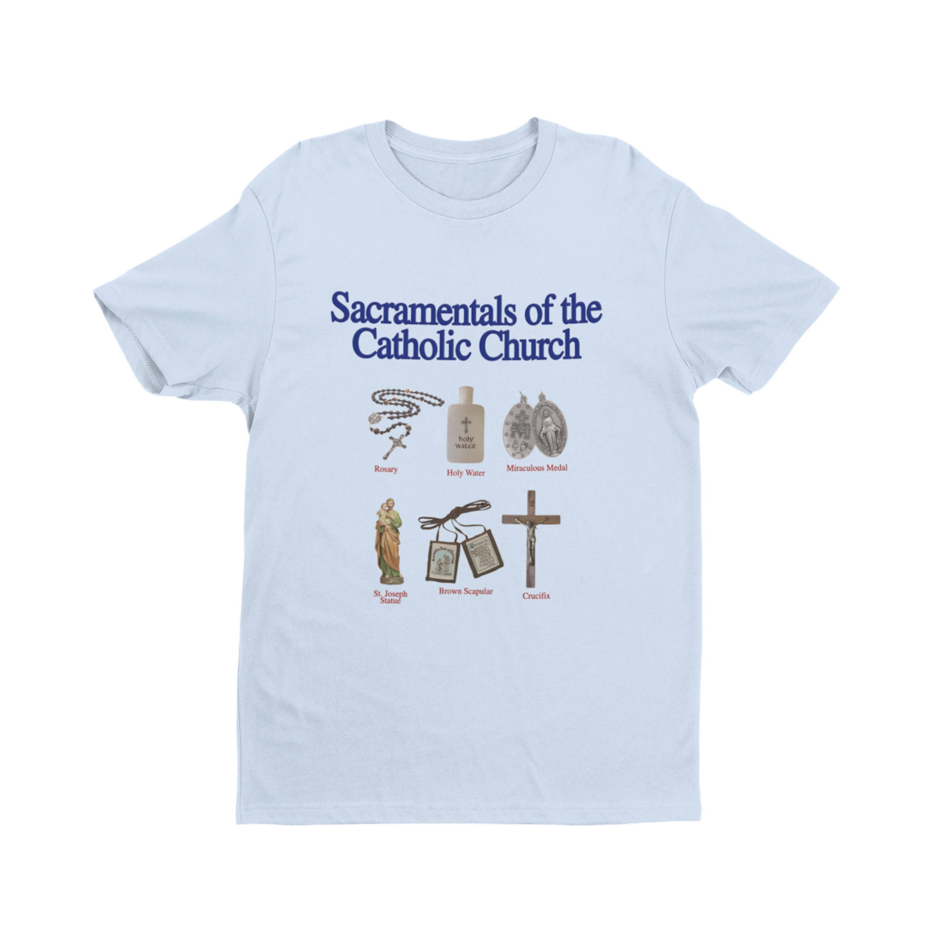 NVC Ecommerce LLC – wholesale T-shirt (graphic) – unisex – Sacramentals of the Catholic Church Shirt, Catholic T-shirt1