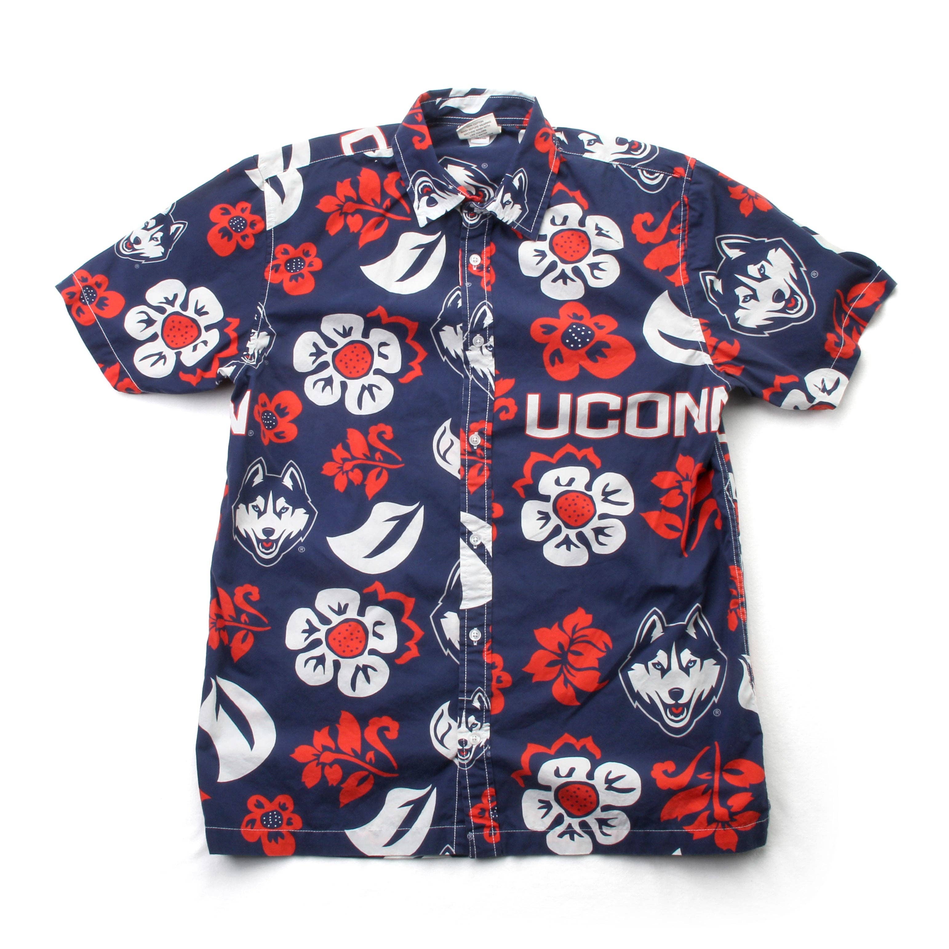 Wes and Willy - Wholesale Button Down Shirt - Men's - UConn Huskies Men's Floral Shirt0