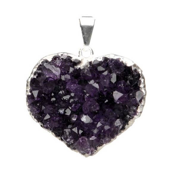 Heart Pendant in Amethyst Druzy with Silver Plating for wholesale by Vives de la Cortada S.L