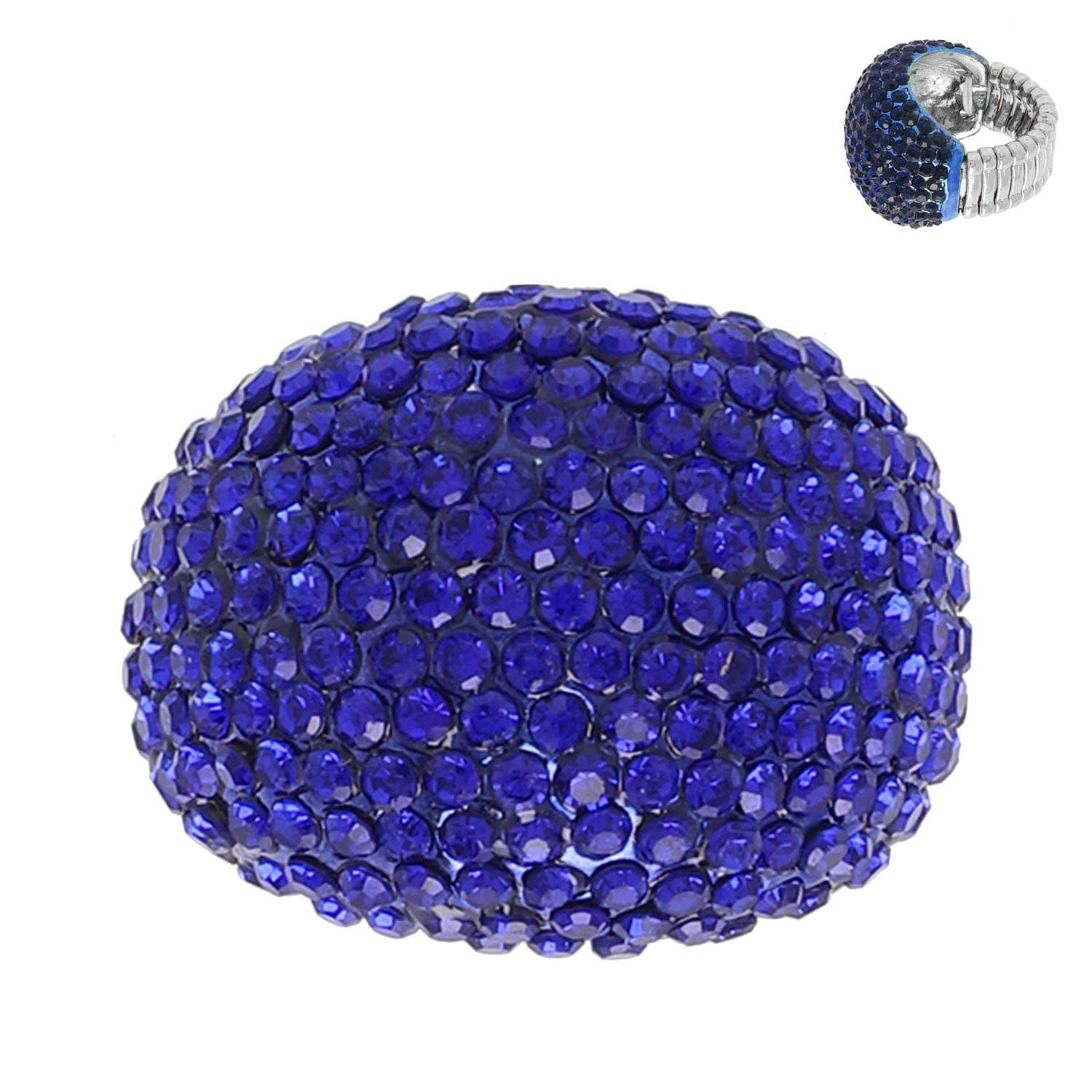 SP Sophia Collection - Wholesale Cocktail/Statement Ring - Crystal Rhinestone Pave Dome Stretch Ring5