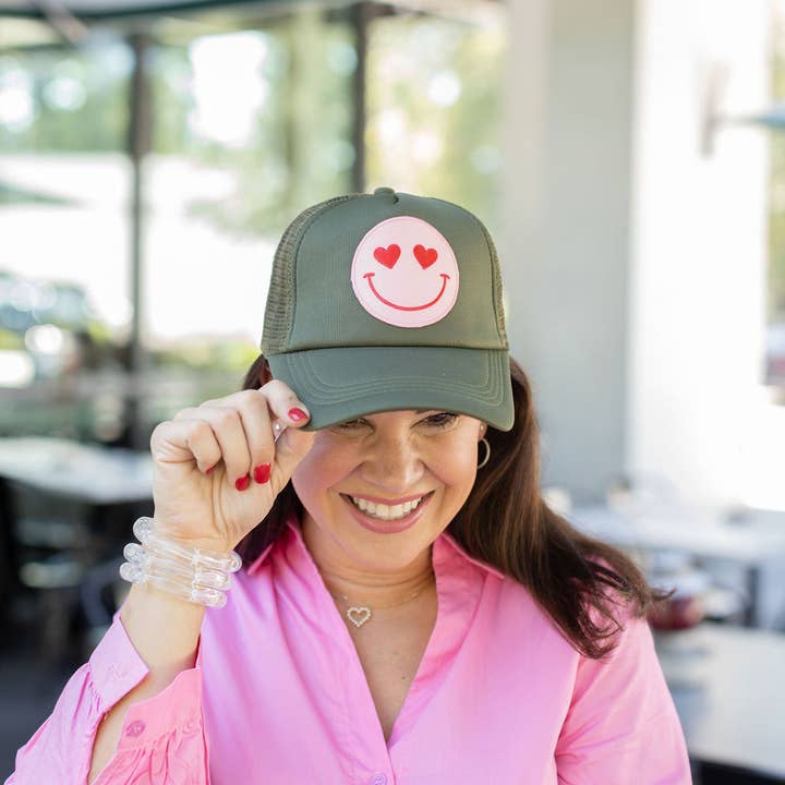 Casquette Confettees Happy Heart Trucker - Olive pour la vente par Confettees