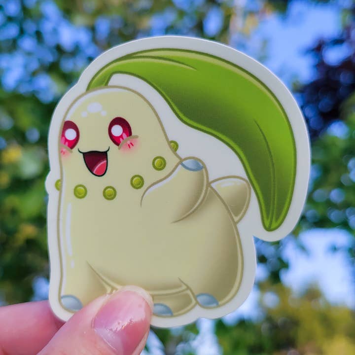 Chonky Chikorita Sticker | Chonk-e-mon for wholesale by mtp_arts