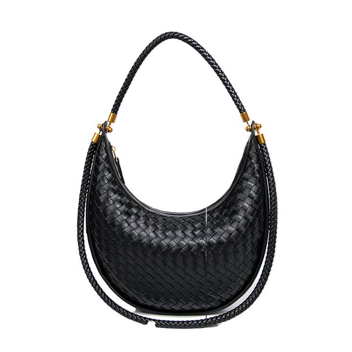 Women's Woven PU Fashion Crescent ShapeTote Bag for wholesale by particleactive
