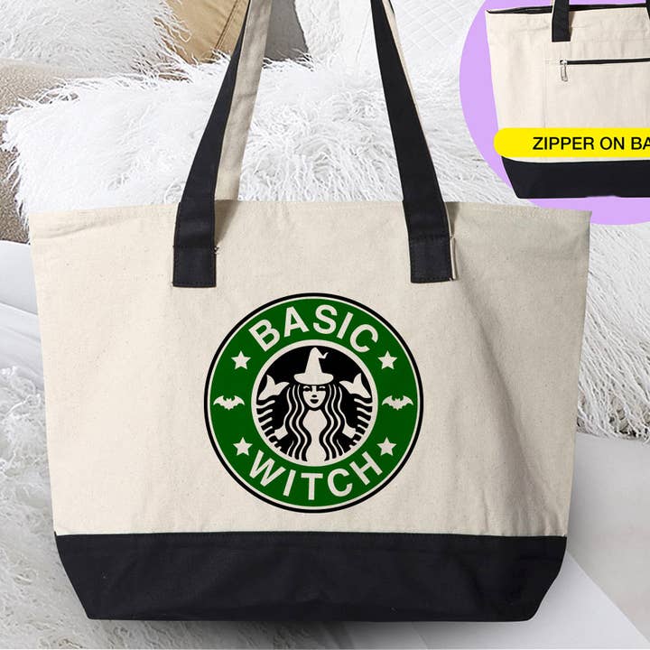 Basic Witch - Halloween Canvas Zipper Tote for wholesale by House Of Rodan