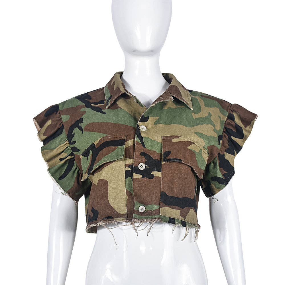 MB FASHION CAMO CROP OUTFIT TOP 9151LY for wholesale on Faire0