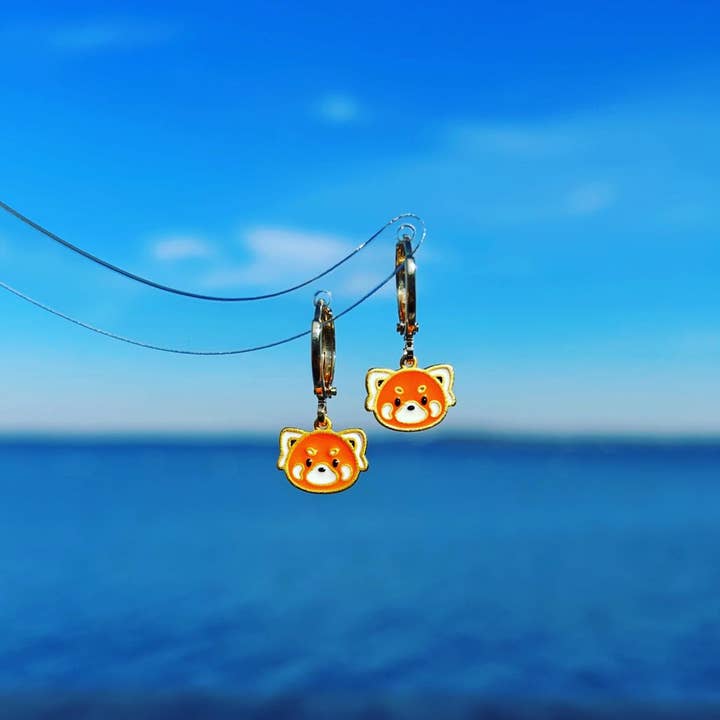 HolyGuacamolly - Venta al por mayor Pendientes colgantes - Pendientes de panda rojo únicos