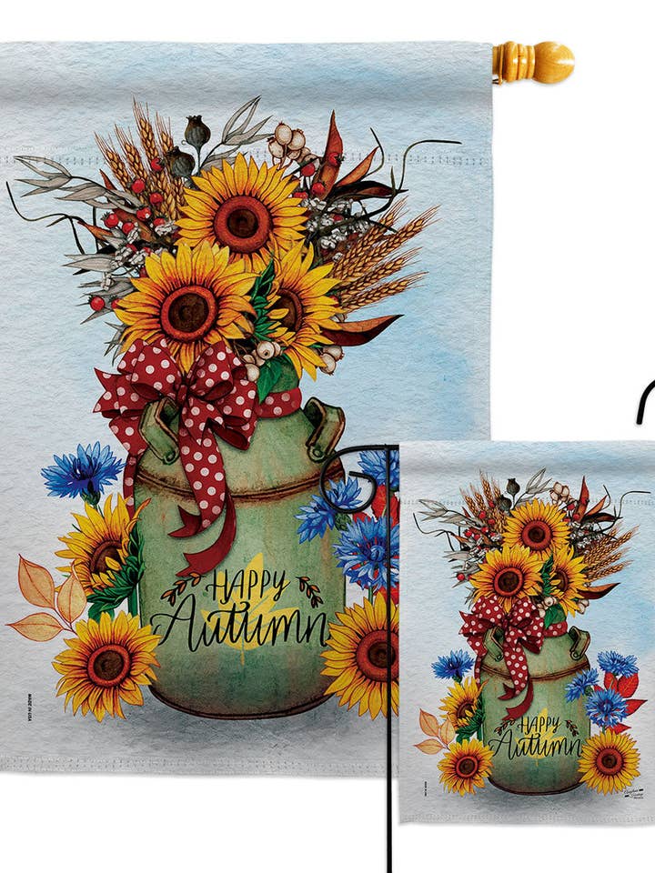 Flag Autumn Milkcan Harvest Blumenblumen-Gartenhaus für den Großhandel von Two Group Flag Co