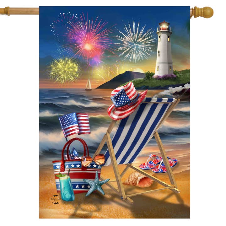 Oceanside Fireworks House Flag for wholesale by Briarwood Lane