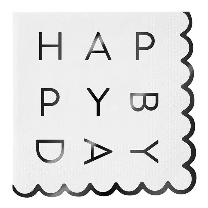 Foil Scalloped Napkins - Birthday for wholesale by Slant Collections by Creative Brands