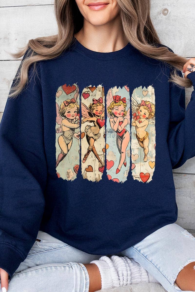 COLORBEAR - Wholesale T-Shirt (Graphic) - Unisex - Retro Cupid Graphic Fleece Sweatshirt12