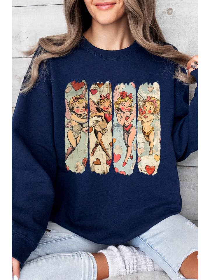 COLORBEAR - Wholesale T-Shirt (Graphic) - Unisex - Retro Cupid Graphic Fleece Sweatshirt12