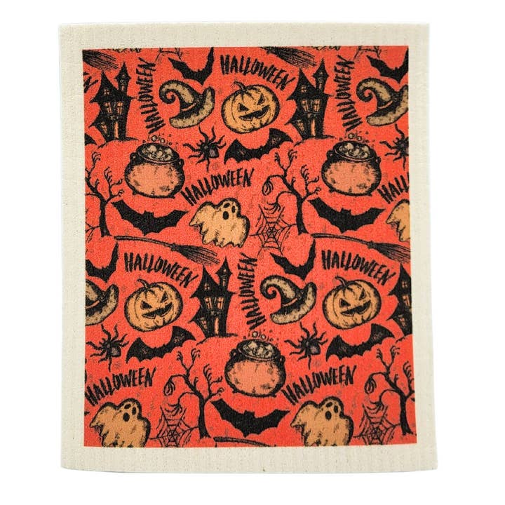 Halloween Pattern Swedish Dishcloth - Halloween Decor for wholesale by Driftless Studios