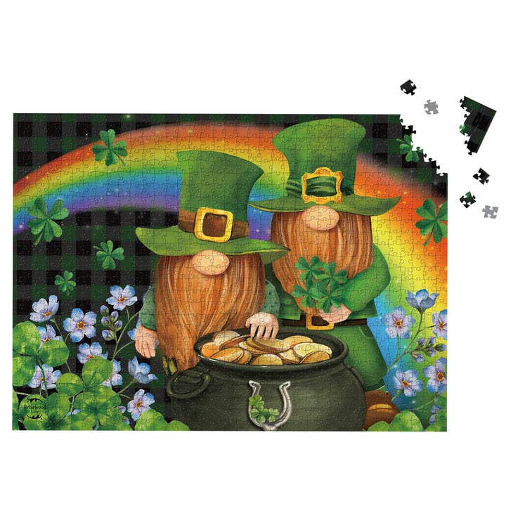 Puzzle de 1000 pièces Gnomes irlandais pour la Saint-Patrick pour la vente par Briarwood Lane