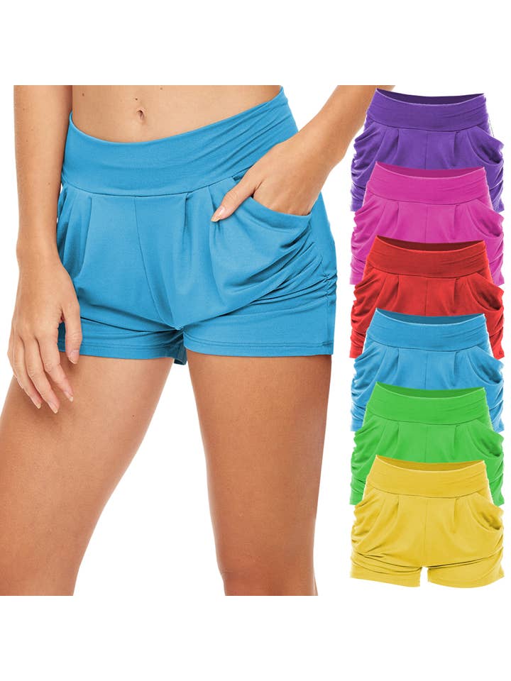 I-Wear Brands - Wholesale Shorts – Women’s - 6 Pack Women's High Waisted Harem Shorts with Pockets