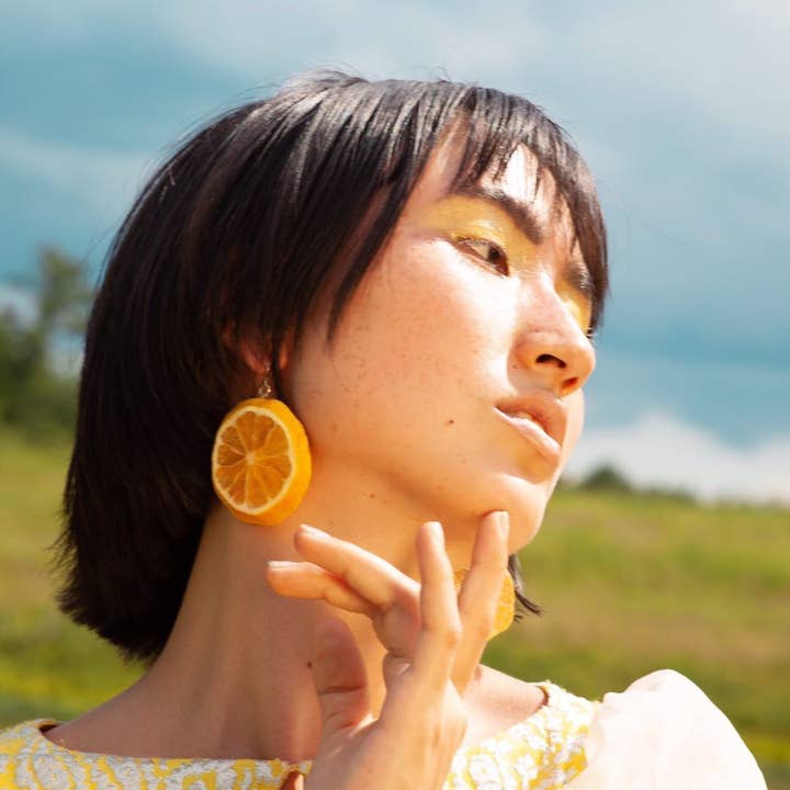 Glitterlimes - Wholesale Hangende/ronde oorbellen - Oorbellen met citroen - Sieraden met citrusvruchten1