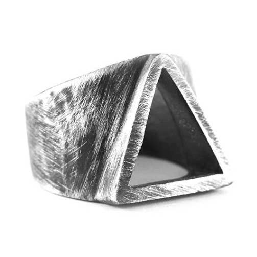 Anel Triângulo Homem Prata Esterlina Rústica por atacado de Carpe Diem Jewellery