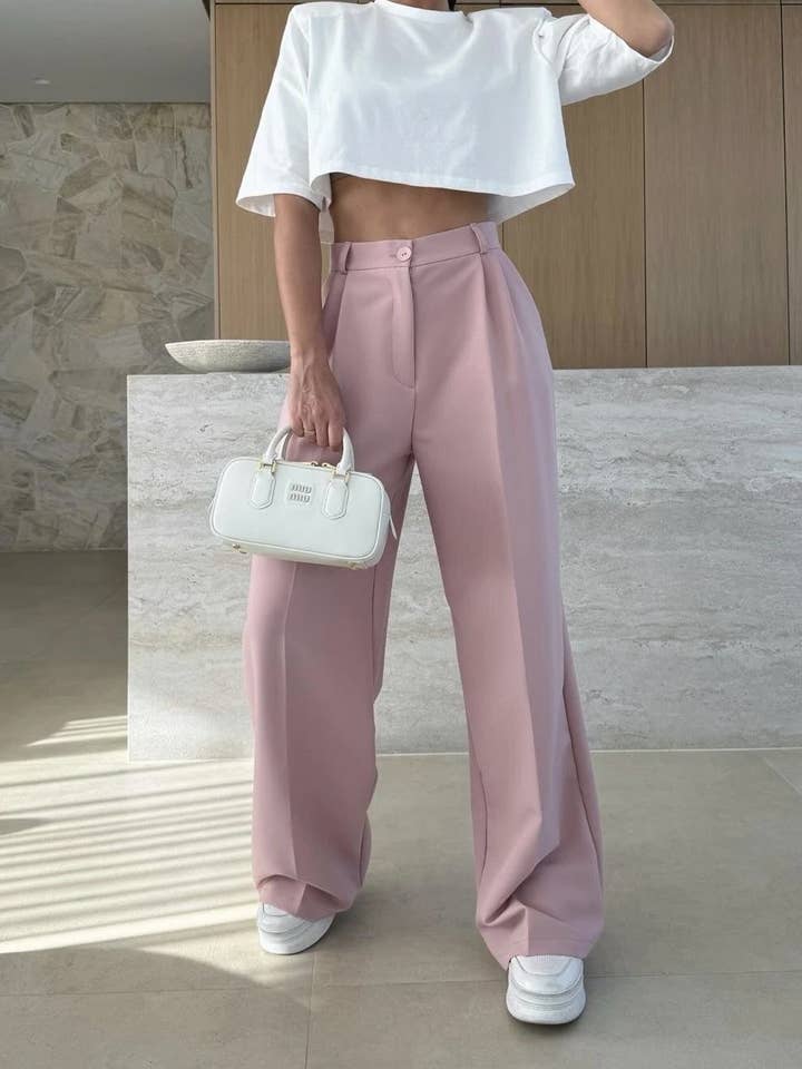 ESTEE BROWN - Wholesale Pants - Women's - Solid color wide-leg pants - 7140-4