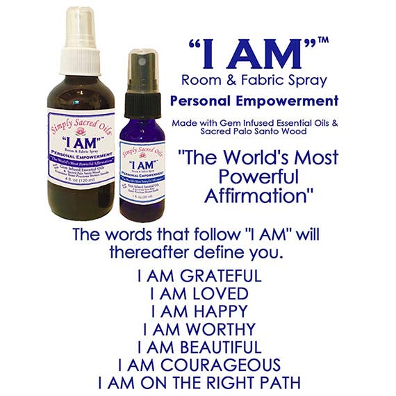 “I AM” Room & Fabric Spray The World’s Most Powerful AFFIRMA for wholesale by Simply Sacred Oils, Inc.