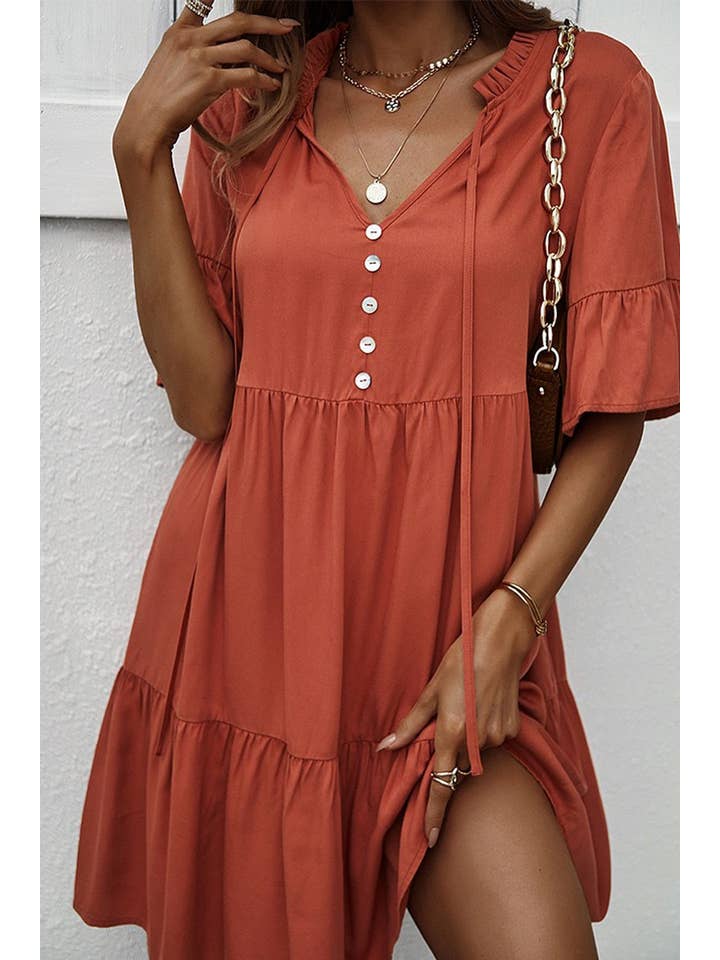 Miss Sparkling - Wholesale Dress - Women's - Half button-Up Dress
