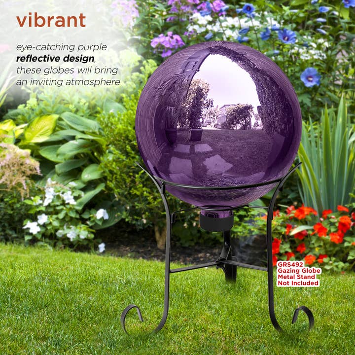 Alpine Corporation - Wholesale Outdoor Ornament/Decor - Alpine Corporation Electric Purple Glass Gazing Globe