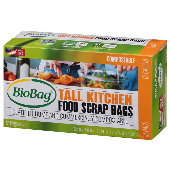 BioBag America Inc - Wholesale Compost Filter - BioBag 100% Compostable 13-Gallon Tall Food Waste Bag (144)