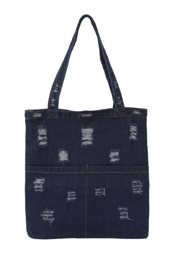 Nima Accessories Inc - Wholesale Tote Bag - Women's - Ladies Denim Jean Fabric Tote Handbag0