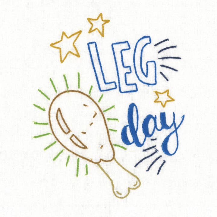 Aunt Martha's® Dirty Laundry Tea Towel - Leg Day for wholesale by Colonial Patterns, Inc.