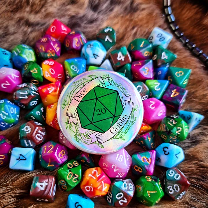 Pink Dice Bag - Wholesale Lapel pin/button - Dice Goblin Flat Holographic Pin Badge3