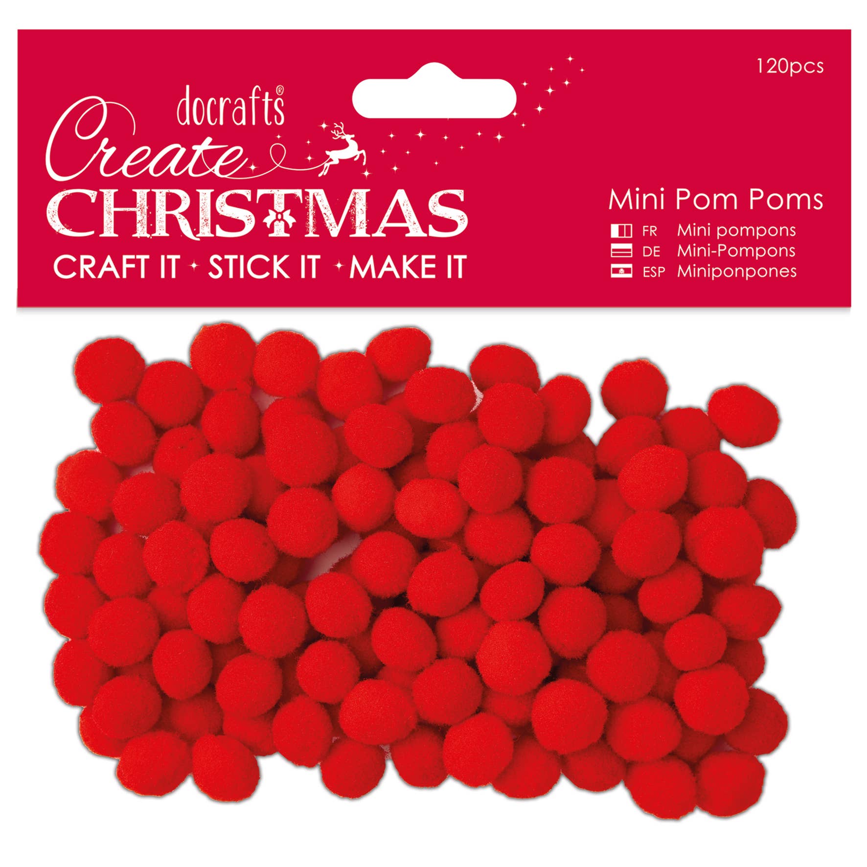 West Design Products – wholesale Craft supplies – Create Christmas Mini Pom Poms 120 Pieces Red, Art0