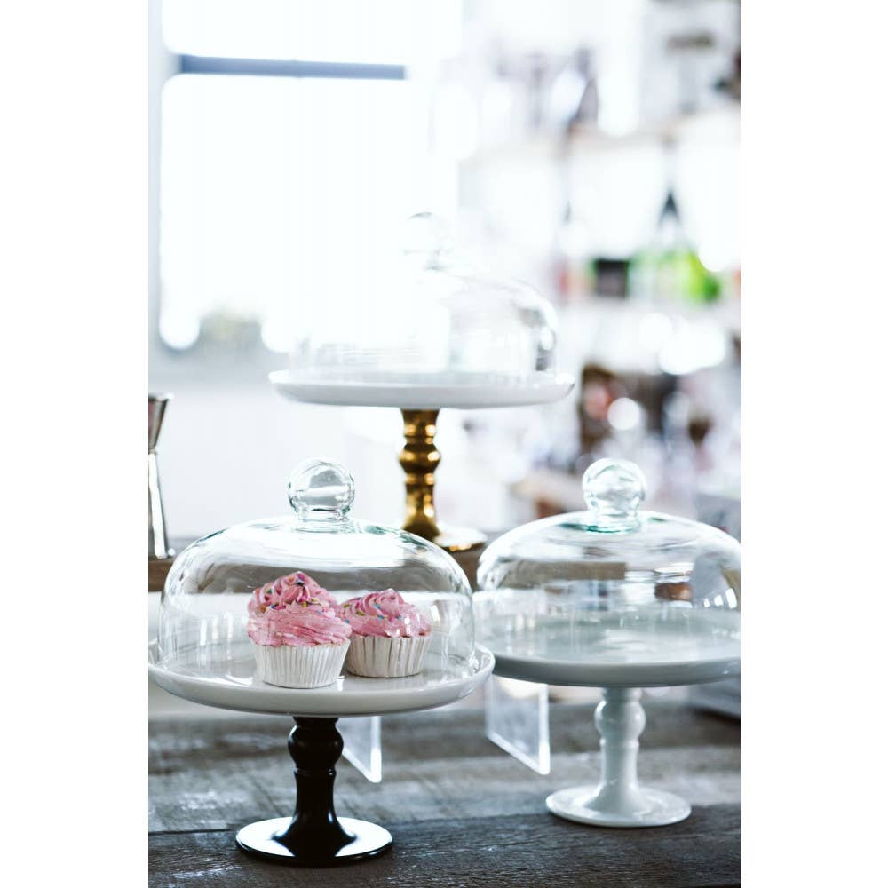 TABLESETTERS LIMITED – wholesale Cake stand – White Pedestal Cake Stand and Clear Dome 25 cm2