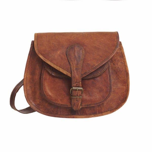 Vida Vida - Wholesale Crossbody Bag - Women's - Vintage Leather Saddle Bag - Medium