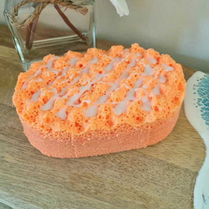 Cottage Fresh Scents - Wholesale Bath Pouf/Sponge - Sweet Orange Soap Infused Exfoliating Massage Sponge