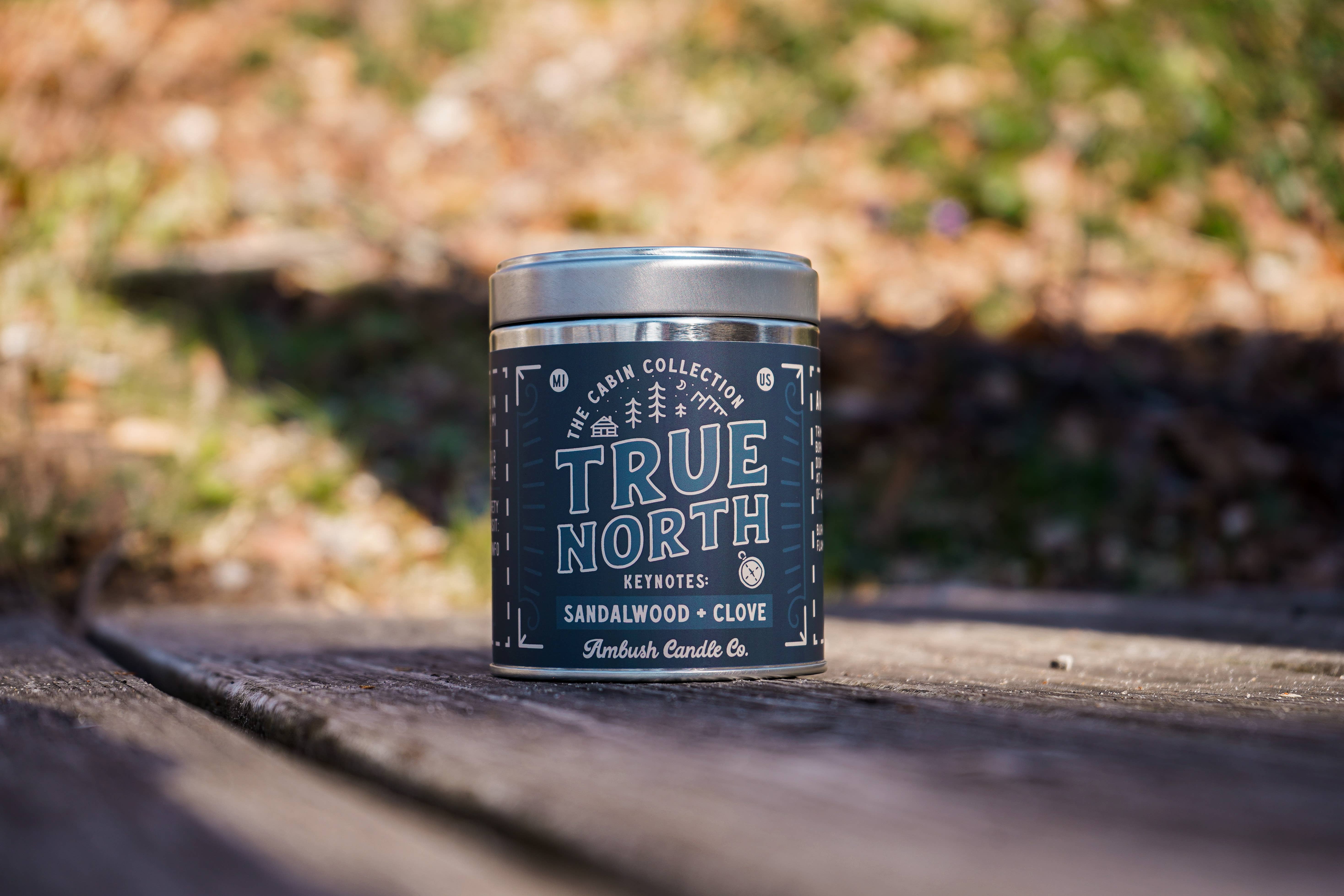 Ambush Candle Co. - Wholesale Travel Candles - True North | Sandalwood + Clove 14oz Soy Candle3