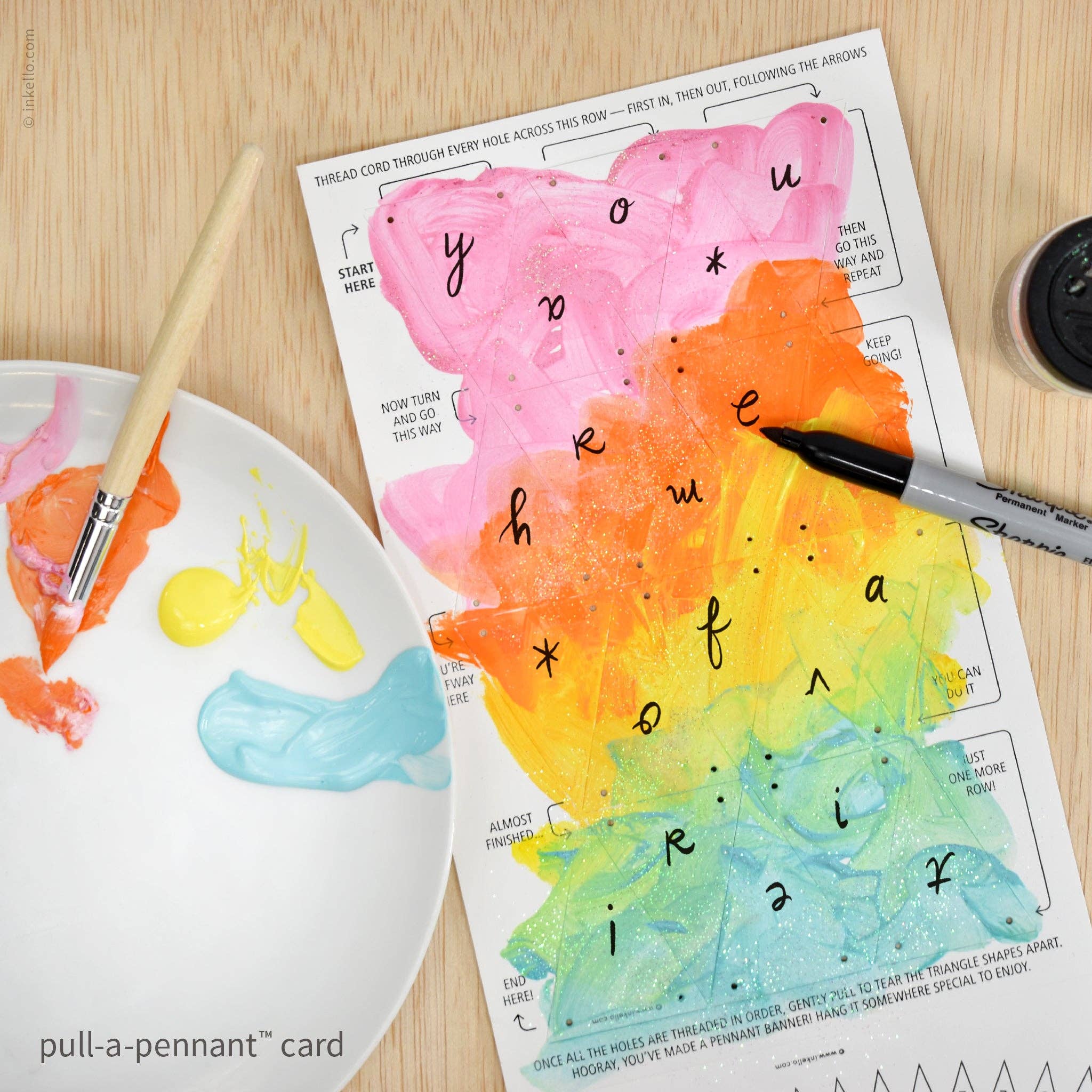 Inkello Letterpress - Vente Carte de vœux classique - Carte de vœux DIY Blank Pull-A-Pennant™ (#524)1