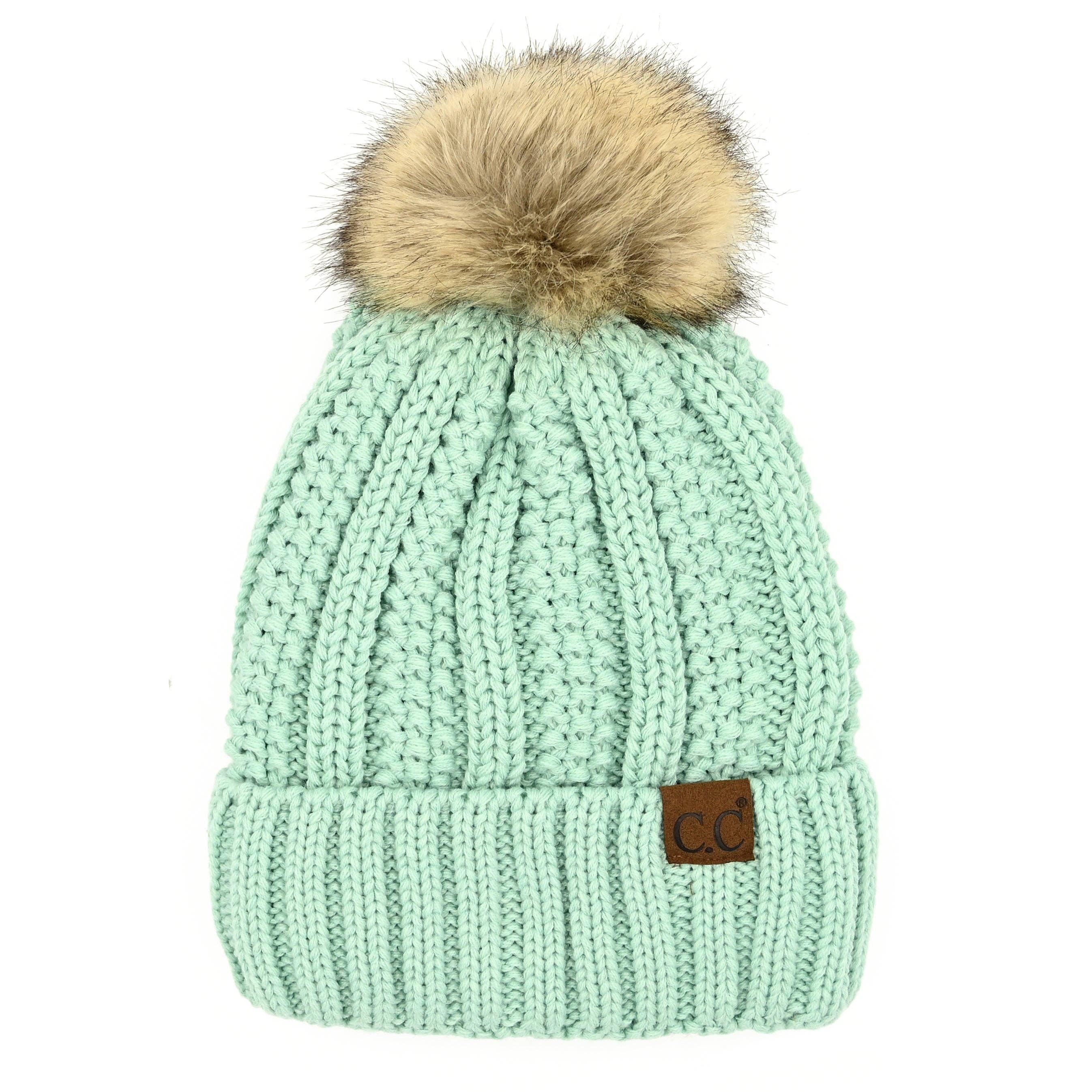 Truly Contagious – Großhandel Beanie – Damen – CC Mütze mit auffälligem Kunstpelz-Bommel (YJ-820)13