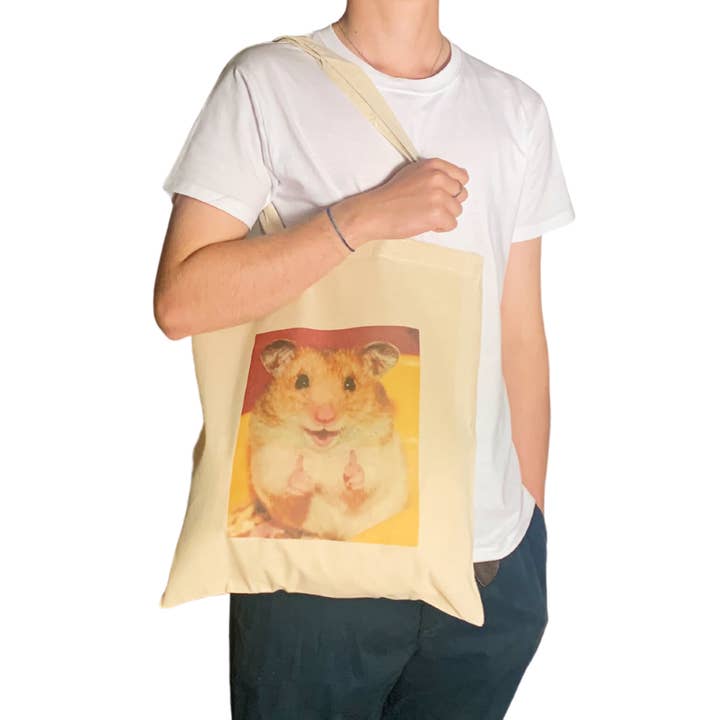 ZZZEBRAAA LIMITED - Venta al por mayor Bolsa grande - Unisex - Bolsa de mano divertida con memes con el pulgar hacia arriba de hámster