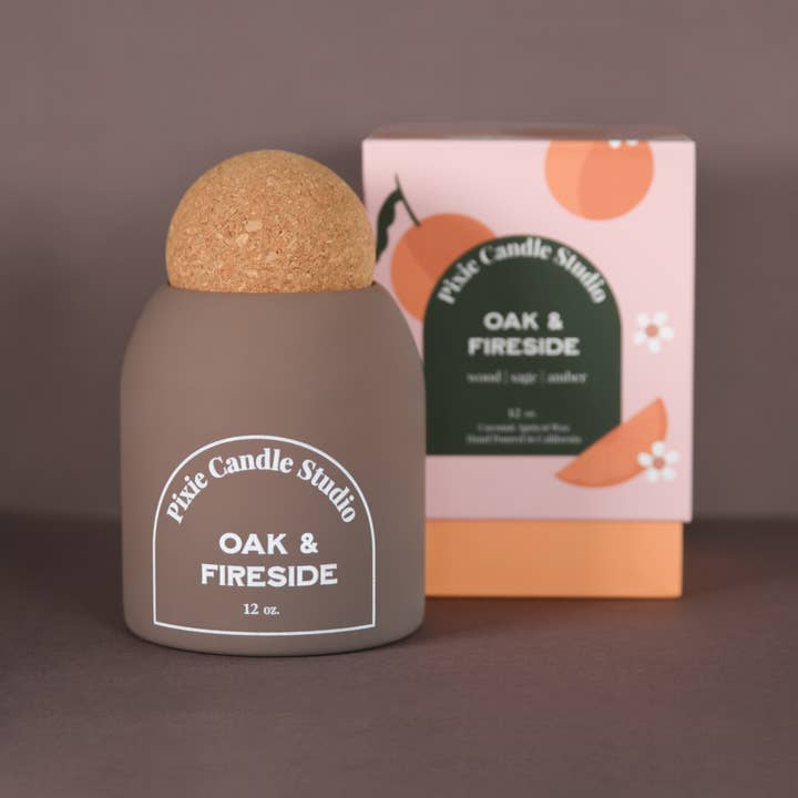 Pixie Candle Studio - Wholesale Jar/Filled Candle - Oak & Fireside-fall candles, luxury candles, Ojai candles1