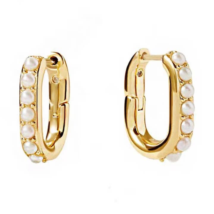 Brincos de Argola em U com Pérolas por atacado de Nazzar