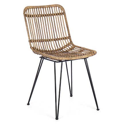 Rattan Chair w/ Metal Legs 19.25"W for wholesale by Willow Group