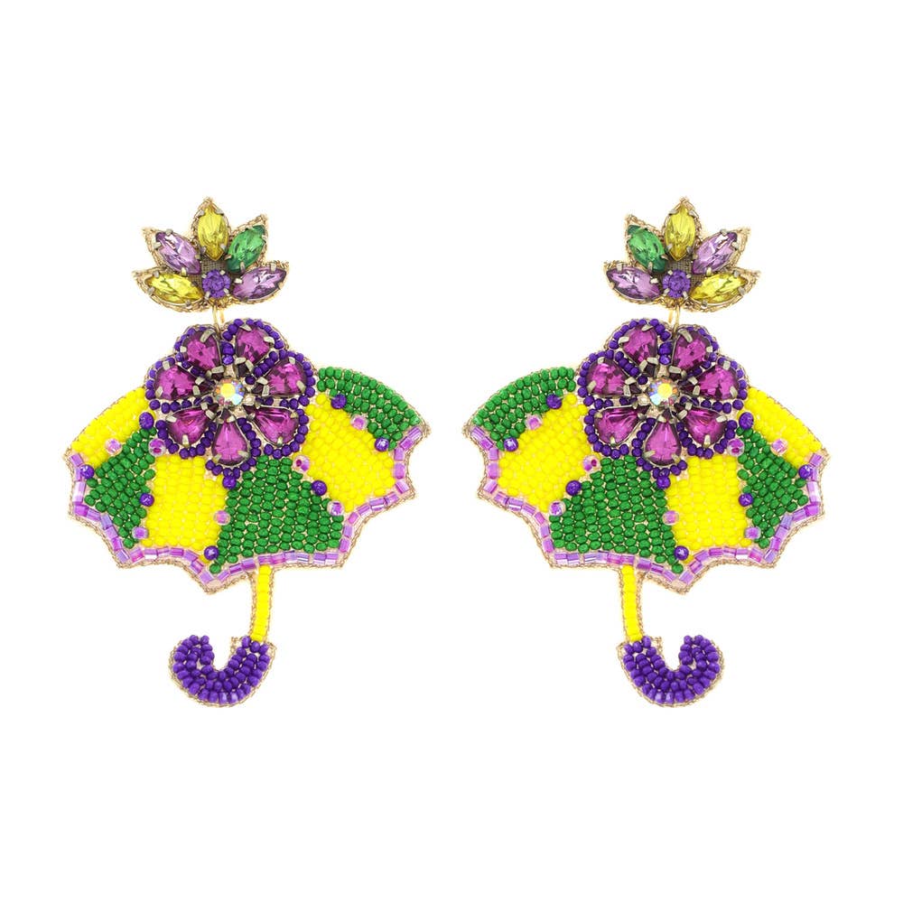 Pumt Mardi Gras Umbrella Post Earrings E11164PUMT for wholesale on Faire0